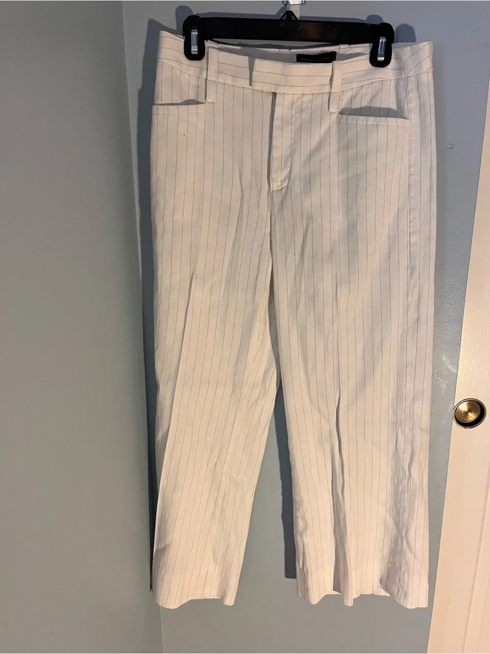 Banana Republic White Linen Pinstripe Dress Pants
